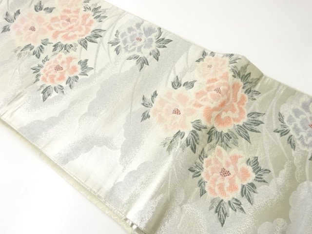 JAPANESE KIMONO / FLORAL PATTERN WOVEN FUKURO OBI